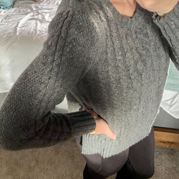 Braided Crew Neck High-Low Sweater (Medium) - Picture 2 of 5